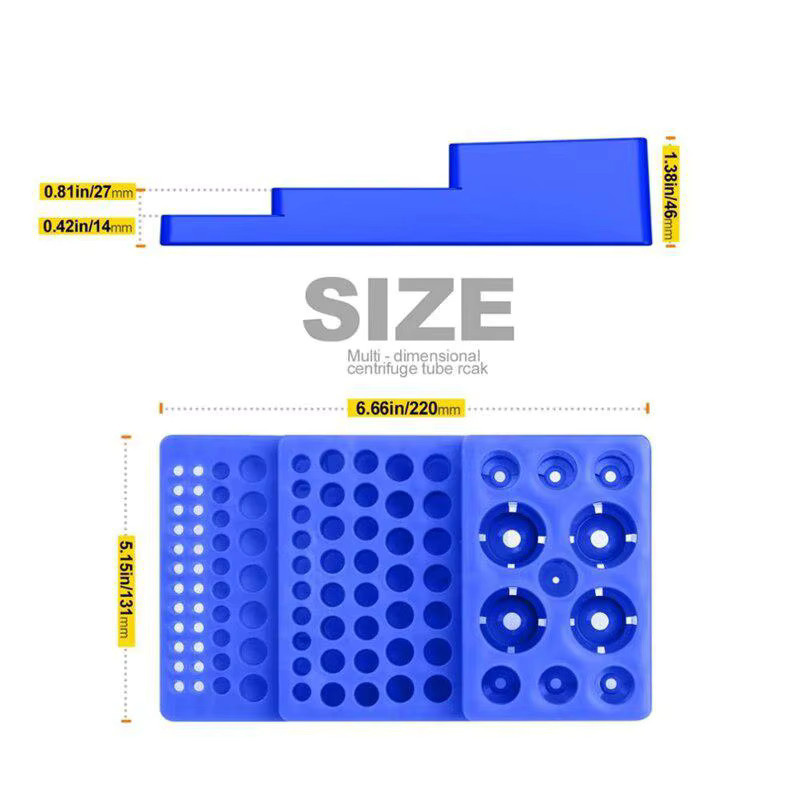 Multifunktionales Zentrifugenröhrchenregal aus Kunststoff für 0,2 ml bis 50 ml Reagenzgläser in Blau - Bild 4
