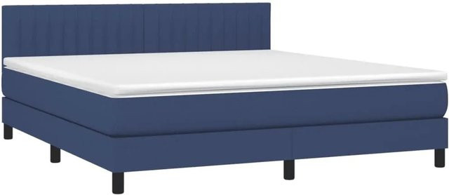 vidaXL Boxspringbett mit Matratze in Blau und Weiß, Hybrid-Bett mit LED-Unterbettbeleuchtung und USB-Ladeport, B/T: 180 x 200 cm - Bild 1