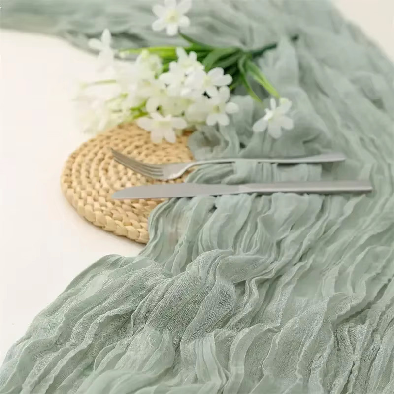10er Set Tischläufer aus Gaze im Boho-Stil für Hochzeit und Weihnachten, B/H: 90 x 300 cm - Bild 1