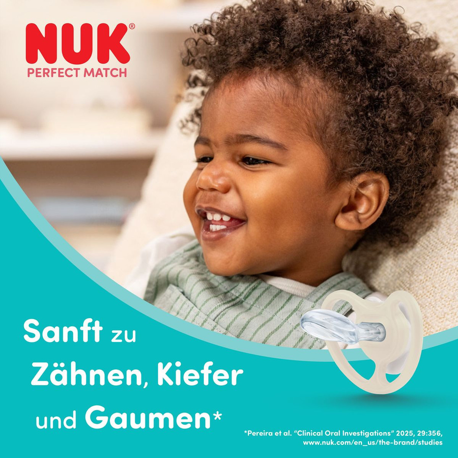 NUK Schnuller Perfect Match Air 2er Pack aus Silikon Zebra und Löwe Grösse 6-18 Monate - Bild 2