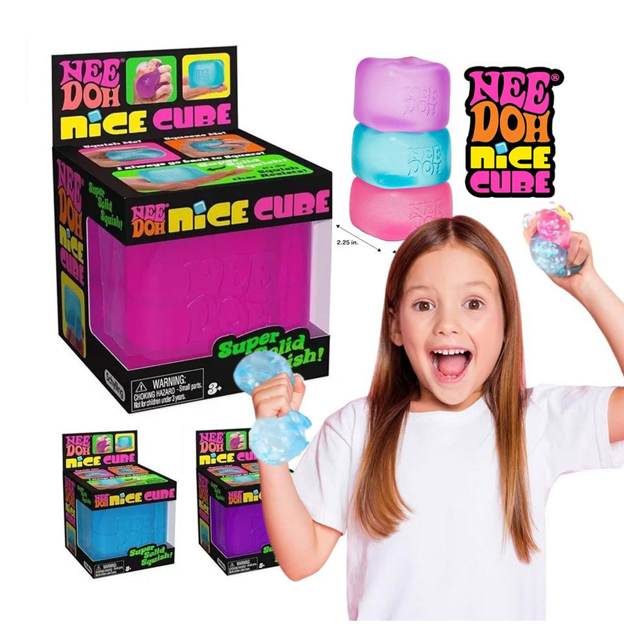 Schylling Needoh Nice Cube Squishy Würfel Quetschball Rot Lila Blau - Bild 2