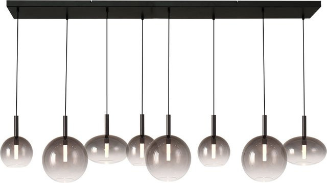 Masterlight Lido LED-Pendelleuchte 8-flammig in Schwarz mit Glas in Rauch und Transparent, dimmbar - Bild 1