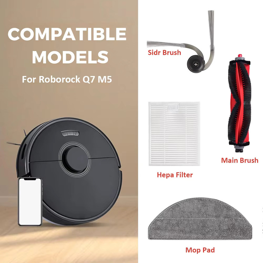 Roborock Ersatzteil-Set mit HEPA-Filter, Mopptuch und Staubdichter Hauptseitenbürste für Q7, M5, L5 und weitere Modelle - Bild 4