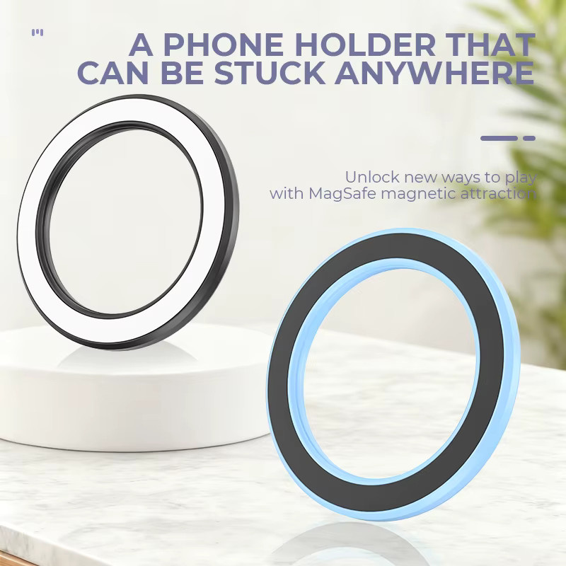 MagSafe Magnetische Ring Telefonhalterung in Blau für iPhone 15, Selbstklebende Handyhalterung für Wand und Auto Dashboard - Bild 2