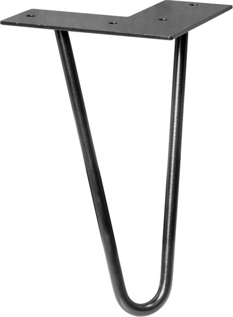 Wagner Möbelbein Hairpin aus Stahl in Schwarz-Matt, Länge: 2 cm - Bild 1