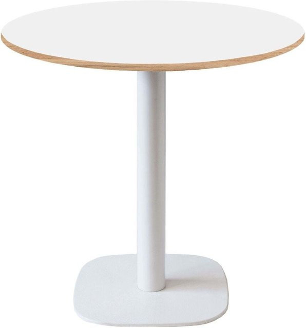 RestooTab Tisch Round runder Bistrotisch mit weißer Platte und weißem Gestell, Höhe: 75 cm, Durchmesser: 70 cm - Bild 1