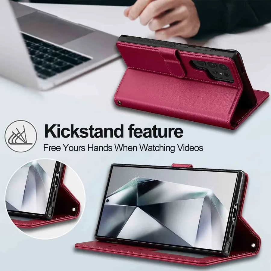 Samsung Flip Cover mit abnehmbarer Brieftasche und Kartenhalter in Schwarz für Galaxy S25 Ultra, S24 FE und S23 Plus mit Handgelenkschlaufe und Ständerfunktion - Bild 2
