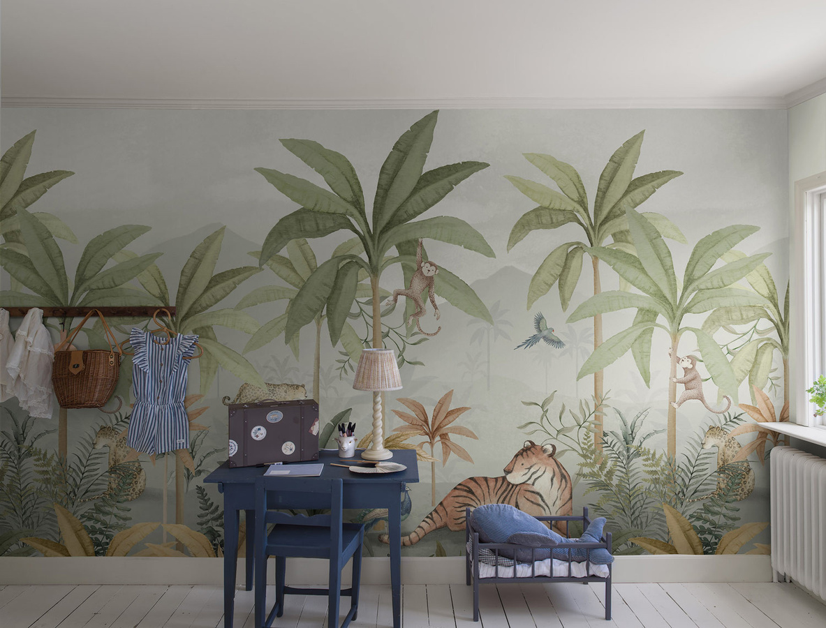 BoråsTapeter Mural Tapete Wild Jungle in Grün und Beige mit floralem Design - Bild 1