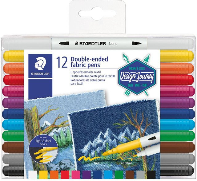 STAEDTLER Doppelfasermaler Textil Set mit 12 Farben in Multicolour für Erwachsene - Bild 1