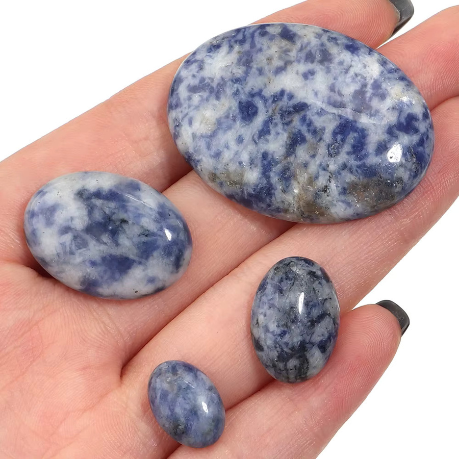 Louleur Naturstein-Cabochons, blauer Punktstein, oval, lose Perlen - Bild 5