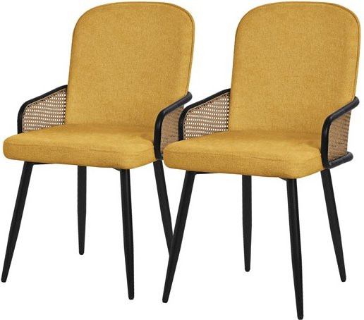 2er Set Esszimmerstühle ML-Design in Senfgelb mit Armlehnen und Rückenlehne, moderne Polsterstühle für Esszimmer und Küche - Bild 1
