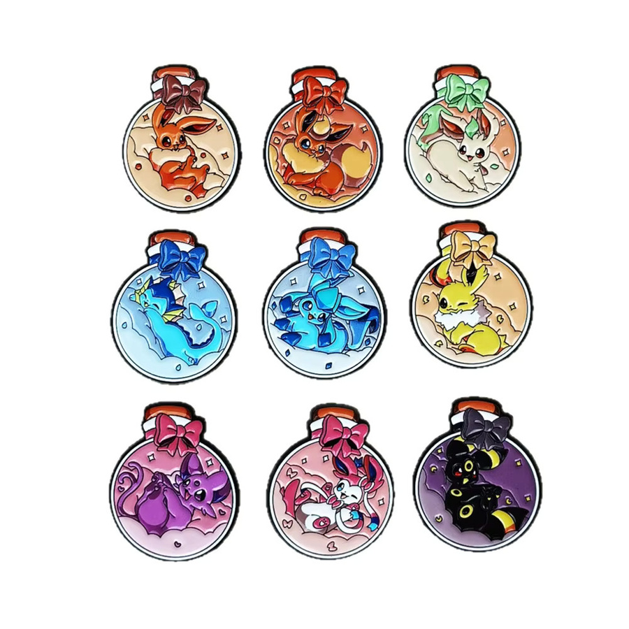 Potdemiel Broschen, Anime Pokemon Eevee Evolution Emaille-Pins, Unisex - Bild 2