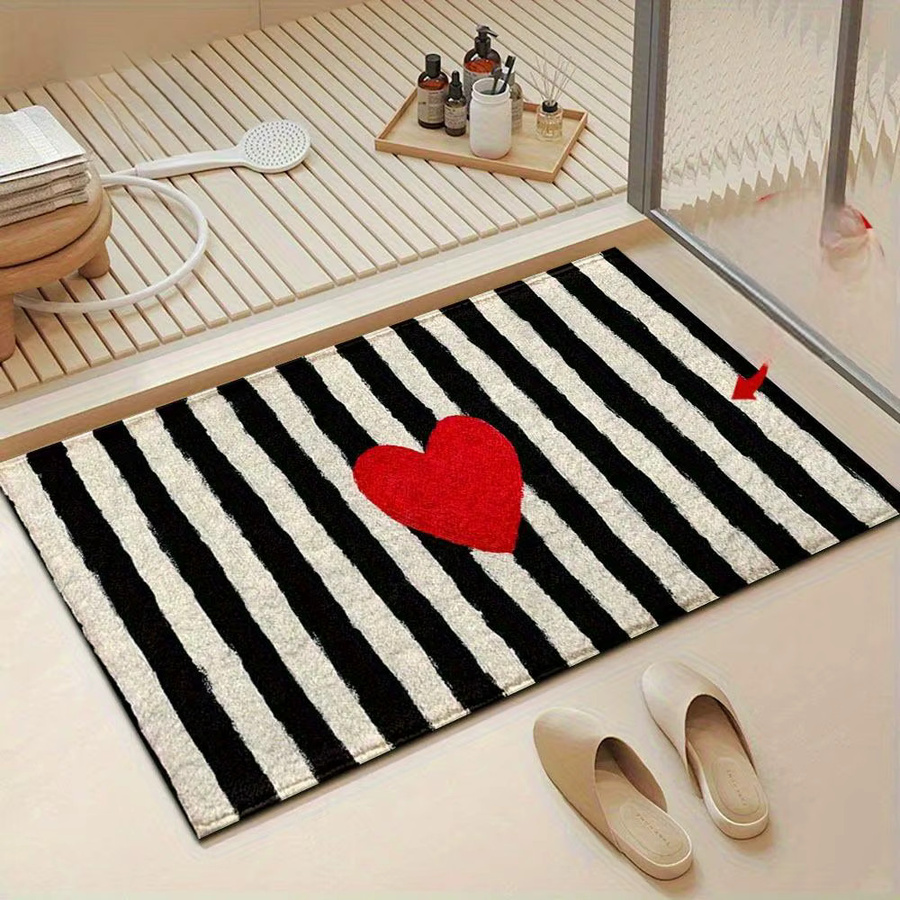 VIKAMA Anti-Rutsch-Bodenmatte mit schwarz-weißem Streifenmuster für Küche und Schlafzimmer, rechteckig, B/T: 40 x 40 cm - Bild 3