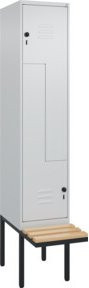 C+P Z-Spind Classic PLUS Sitzbank mit 2 Fächern und Sicherheits-Drehriegel, Buche-Hartholz, Grau, B/T/H: 212 x 40 x 81,5 cm - Bild 1