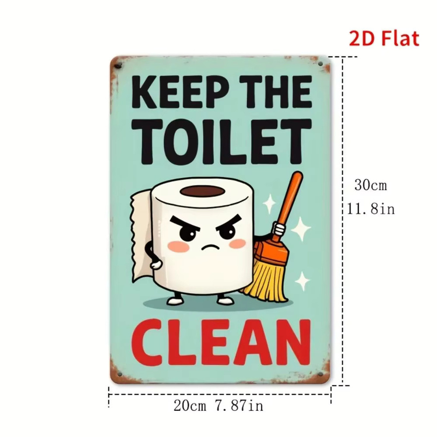 Retro-Blechschild CIFBUY Keep The Toilet Clean Wandkunst aus Metall, Mehrfarbig, Breite: 50,8 cm, Höhe: 76,2 cm - Bild 2