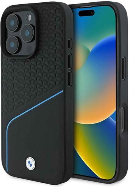BMW Apple iPhone 16 Pro Hardcase Sign Leather Textured Line MagSafe in Schwarz - Bild 1
