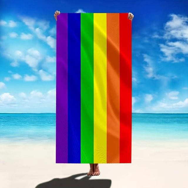 JMG Household Supplies Badetuch mit Regenbogen-Streifen-Design, mehrfarbig, schnelltrocknende und saugfähige Mikrofaser, B/B: 100 x 200 cm - Bild 1