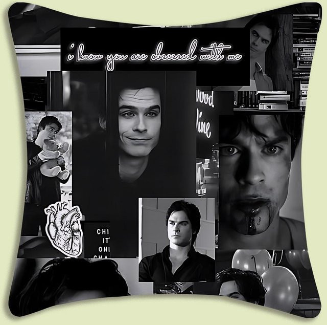 GUOYU HOMEDECOR Damon Salvatore Kissenbezug Vampire Diaries, quadratisch, schwarz, B/T/H: 45,72 x 45,72 x 45,72 cm - Bild 1