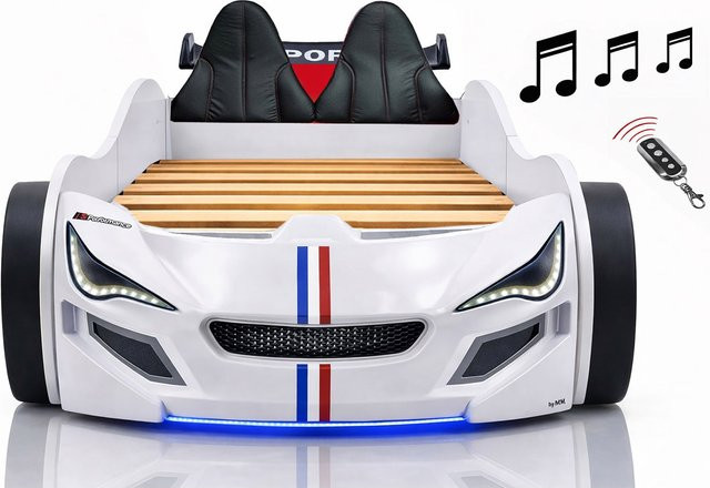 Aileenstore Autobett für Kinder mit LED Unterbodenbeleuchtung, Sound und Fernbedienung, B/T/H: 90 x 200 cm - Bild 1