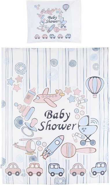 Chipolino 5-teiliges Baby Bettwäsche Set in Blau und Weiß mit Bettdecke und Kissen - Bild 1