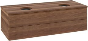 V&B Waschtischunterschrank Antao mit Frontstruktur und Beleuchtung, Farbe Walnuss und Weiss, B/T/H: 120 x 36 x 50 cm - Bild 1