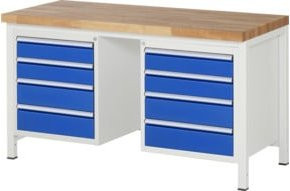 Rau Werkbank 8181A1 in Weiß mit 8 Schubladen, B/T/H: 150 x 70 x 84 cm - Bild 1