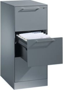C+P Hängeregistraturschrank Asisto für Hängehefter DIN A4 mit 3 Schubladen, Weißaluminium/Grau, B: 60,0 cm, H: 101,0 cm, T: 44,0 cm - Bild 1