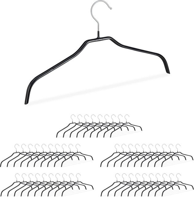 Relaxdays Kleiderbügel Set aus Metall in Schwarz, rutschfest, 50er Pack, B: 42 cm, H: 21 cm, T: 1 cm - Bild 1
