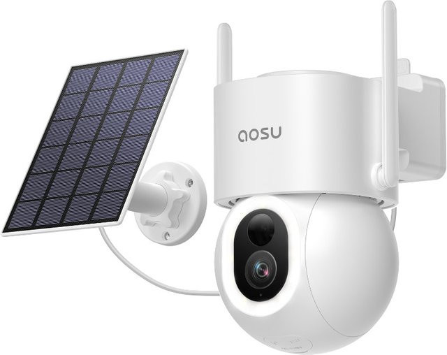 aosu Smart Security SolarCam D1 Max 3K WLAN Außenkamera mit Schwenk- und Neigefunktion in Weiß - Bild 1