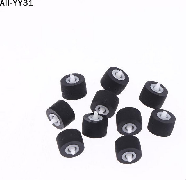 10 Stück Kassetten-Radio-Andruckrollen mit Schaft für Tonbandgeräte und Kassettenspieler, Schwarz, B/T/H: 10 x 6 x 1,5 mm, Länge: 10 mm - Bild 1