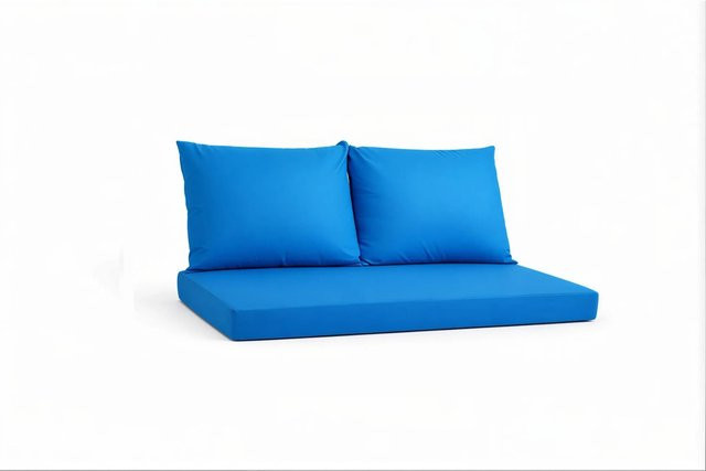 Setgarden Triple Outdoor Palettenkissen Set in Blau mit Sitzkissen und Rückenkissen, B/T/H: 120 x 40 x 10 cm sowie 2x 60 x 50 cm - Bild 1