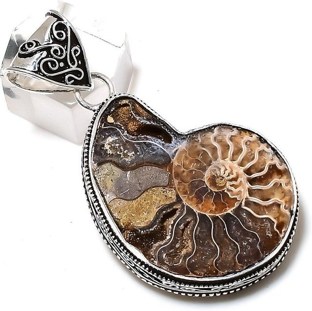 Madonnajewels Anhänger Ammonit Fossil, 925 Silber, Damen, gray - Bild 1