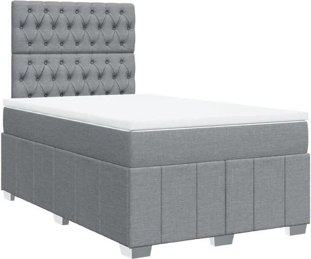vidaXL Boxspringbett mit Matratze Hybrid-Design in Hellgrau, B/T/H: 120 x 200 x 150,5 cm - Bild 1
