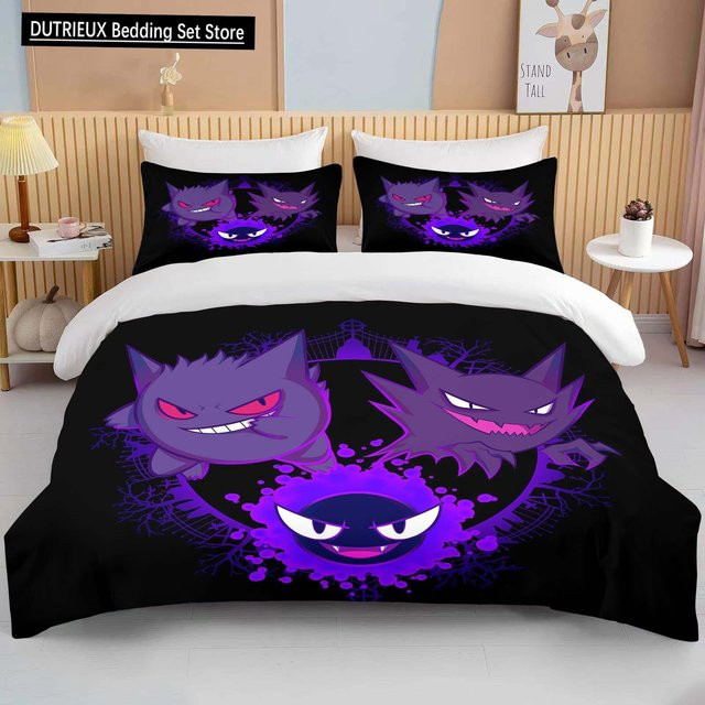 Pokemon Gengar Bettwäsche-Set aus Mikrofaser in Lila mit Bettbezug und Kissenbezug, B/H: 172 x 218 cm - Bild 1