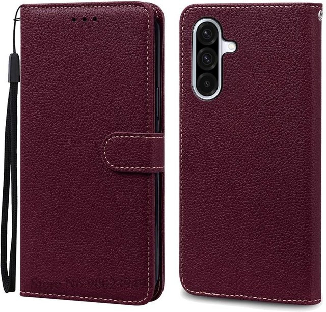 Leder Klapphülle mit Geldbörse für Samsung Galaxy A36 5G in Weinrot - Bild 1