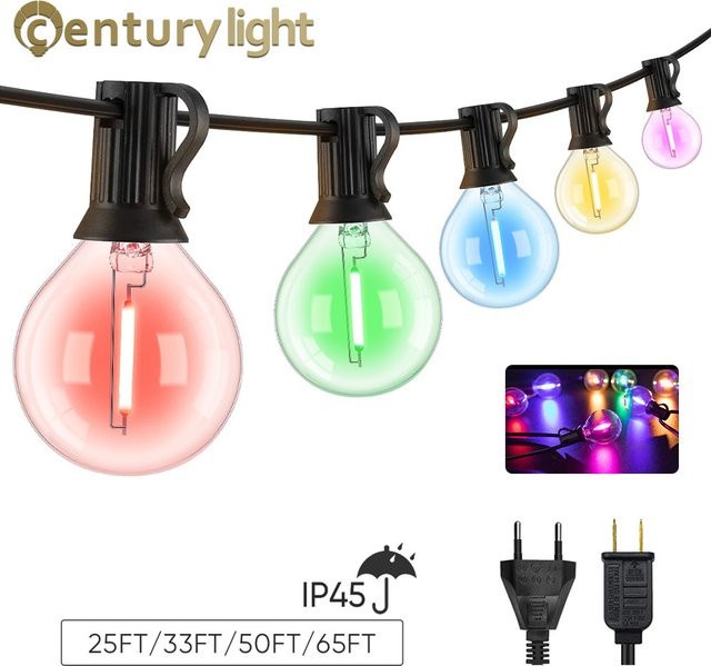 Wasserdichte G40 LED Lichterkette mit RGB Glühlampen, E12, 1W, Multicolor, anschließbar für Garten und Party-Dekoration - Bild 1
