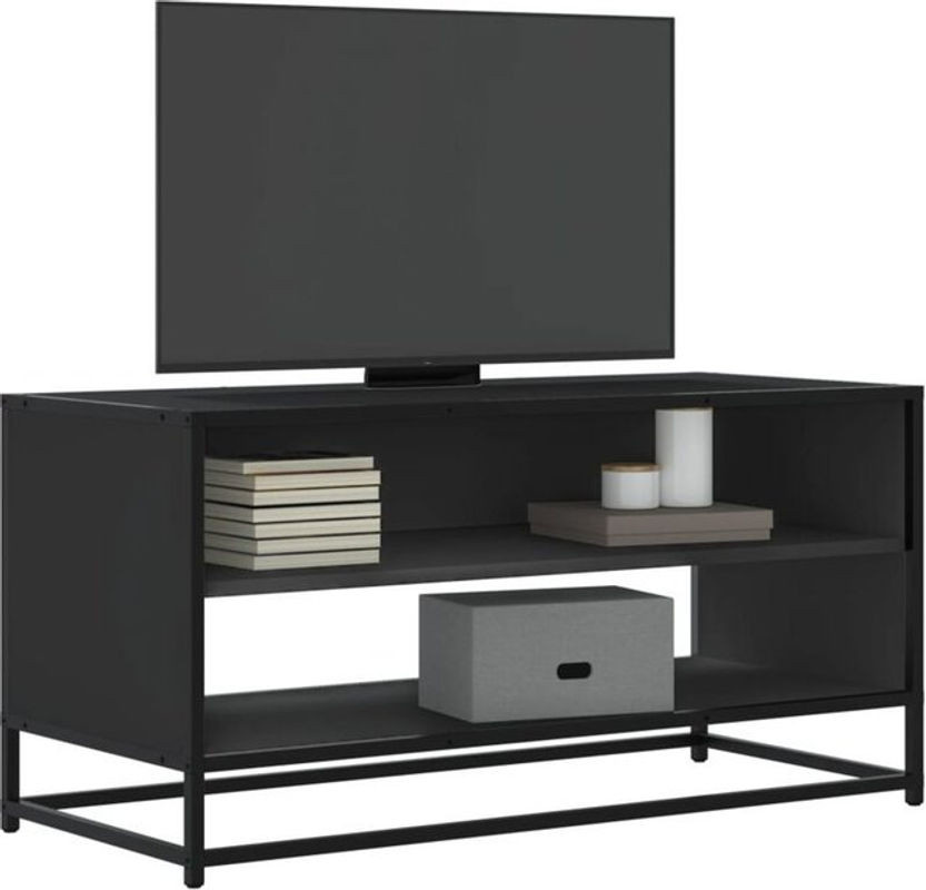 Vidaxl TV-Schrank Industrial in Schwarz aus Holzwerkstoff und Metall, B/T/H: 91 x 40 x 46 cm - Bild 1