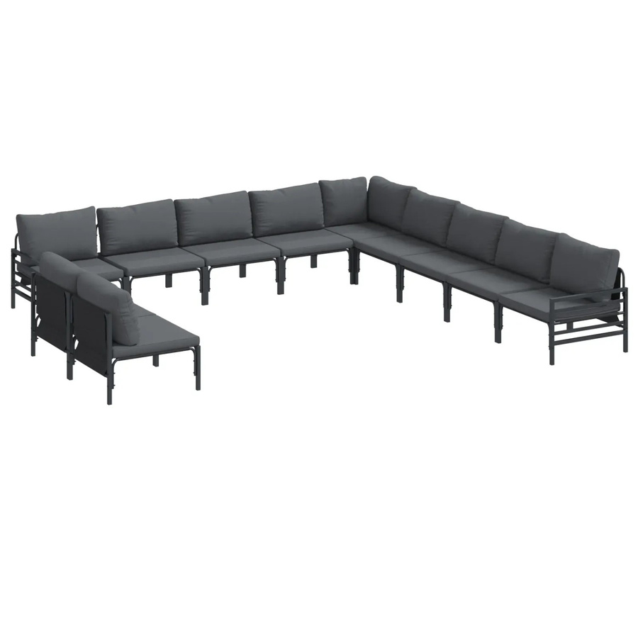 vidaXL Garten-Sofa-Set 11-teilig aus Stahl in Anthrazit mit Polstern und wetterfestem Metallrahmen - Bild 2