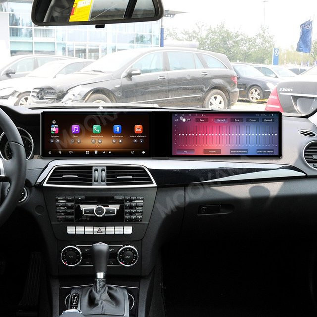 Aotsr Android Autoradio mit Dual Screen für Mercedes Benz C-Klasse W204 2011-2014, 24,6 Zoll Multimedia Stereo mit GPS und CarPlay, Schwarz - Bild 1