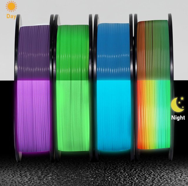 MANLANG PLA-Filament Bundle für FDM 3D-Drucker, 1,75 mm, im Dunkeln leuchtend in Grün, Blau, Lila und Regenbogenfarben - Bild 1