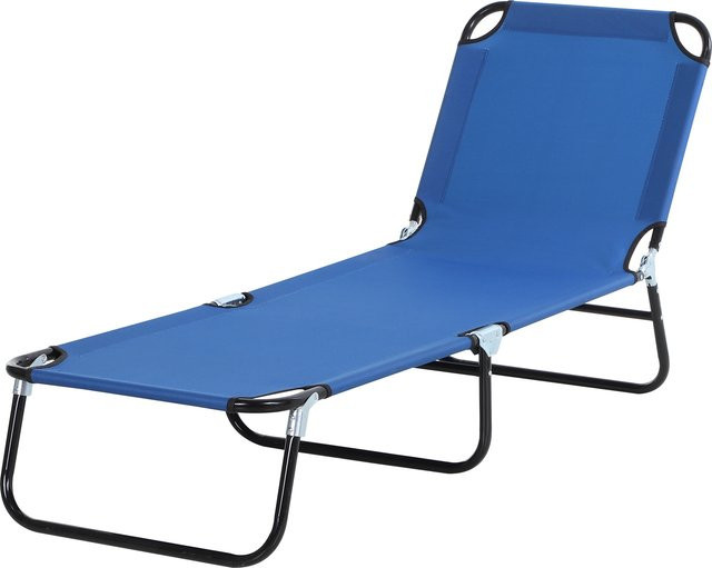 Outsunny Gartenliege Sonnenliege mit verstellbarer Rückenlehne aus Stahl in Blau, B/T/H: 188 x 56 x 28 cm - Bild 1