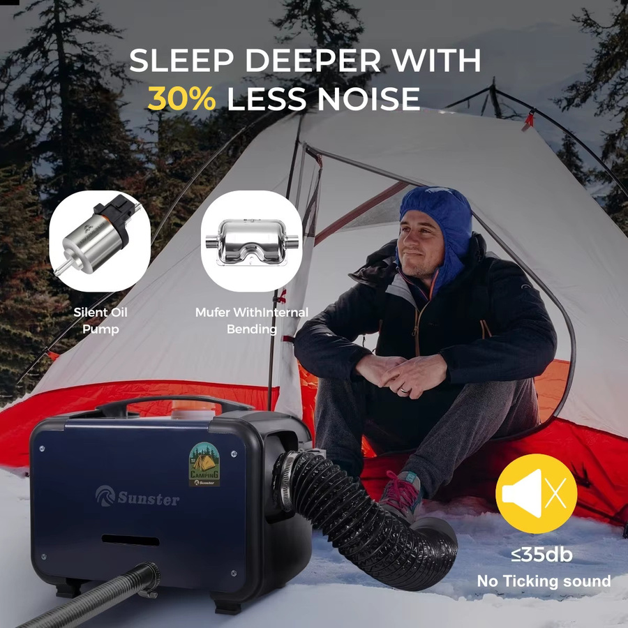 Sunster 8KW Diesel-Luftheizung mit Bluetooth-App-Steuerung und LCD-Display für 12V/24V/220V, geräuscharme Nachtzimmheizung mit Auto-Thermostat für Garage, LKW und Anhänger - Bild 5
