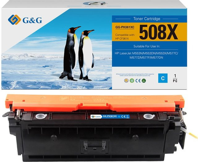 G&G XL-Toner kompatibel mit HP CF361X/508X Cyan für hohe Ausbeute mit 9500 Seiten - Bild 1