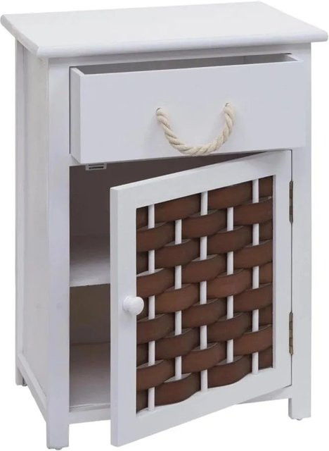MCW Kommode K83 aus Paulownia-Holz und Polyrattan in Weiß und Braun, B/T/H: 55 x 39,5 x 28,5 cm - Bild 1