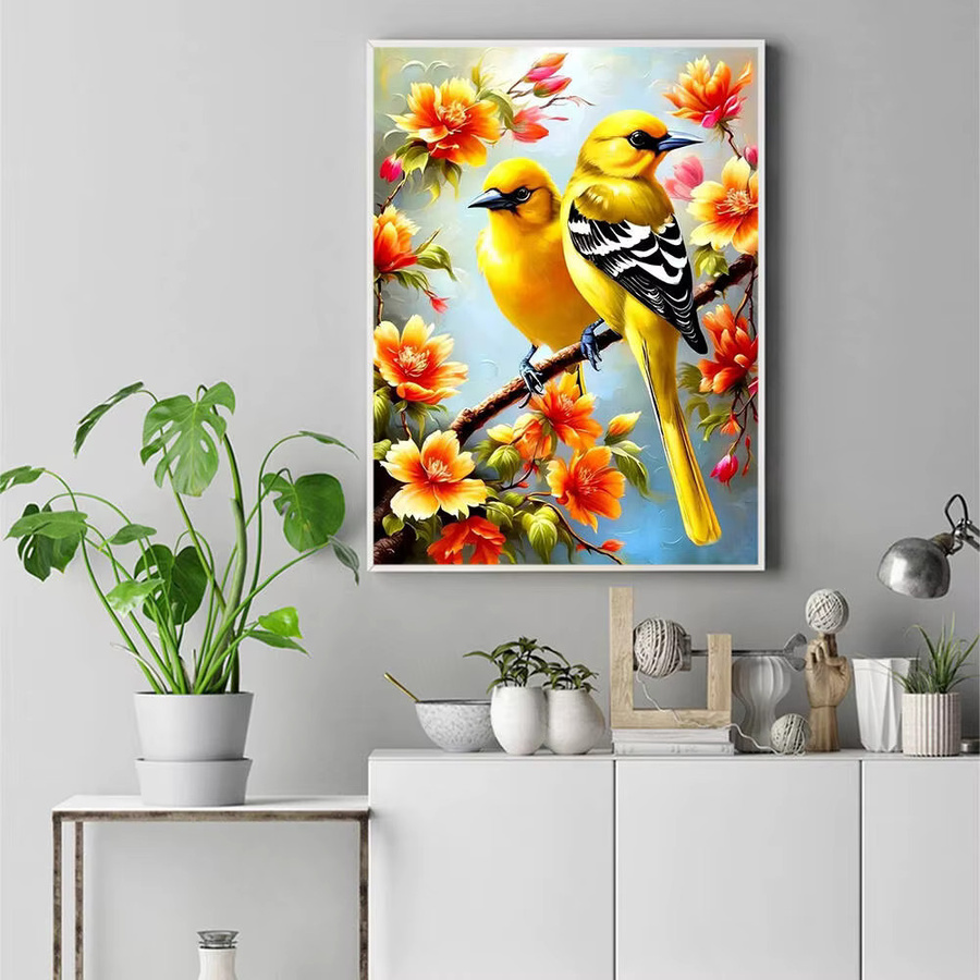 Huacan Diamant-Gemälde Vogel Motiv als rundes Diamant-Mosaik in Multicolour mit Zubehör zur Wandkunst - Bild 3