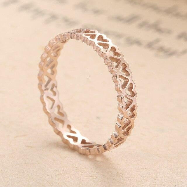 Ring Edelstahl, Pfirsich Herz, Roségold, Damen - Bild 1