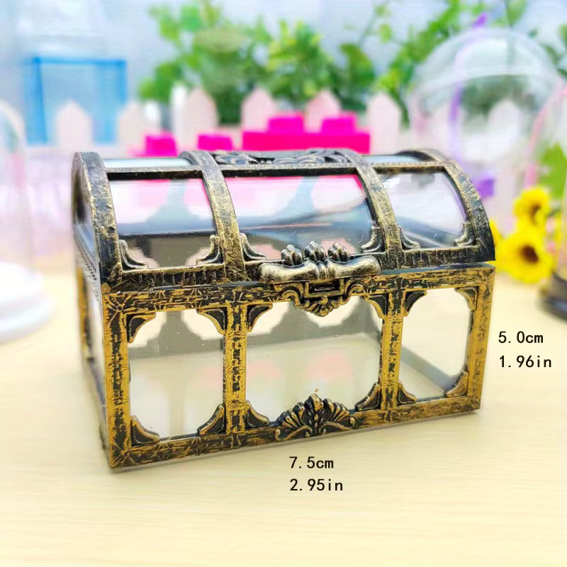 Piraten-Schatztruhe als Aufbewahrungsbox für Schmuck, Münzen oder Süßigkeiten in Gold und Silber, B/T/H: 9,0 x 6,0 x 6,0 cm - Bild 2