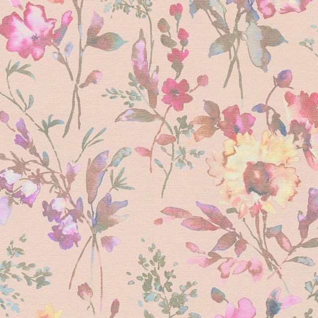 PROFHOME 790613-GU Blumen Tapete mit Metallic-Effekt in Multicolour, Florales Design für Wohnzimmer, Schlafzimmer und Kinderzimmer, Breite: 0,53 m, Länge: 10,05 m - Bild 1