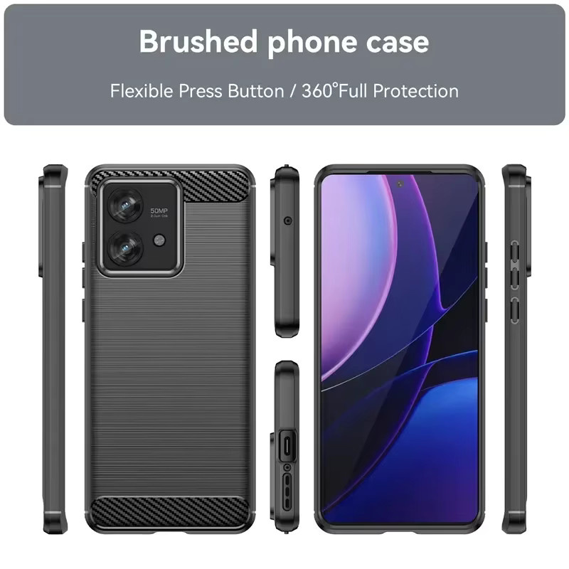 Stoßfeste TPU Business Carbon Fiber Soft Case für Motorola G84 G54 G34 G24 G14 G04 G73 G53 G23 G13 G82 G72 G62 G52 4G 5G in Schwarz und Rot - Bild 2