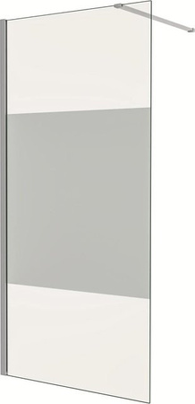 AICA Walk-in Duschwand aus ESG-Glas mit Milchglasstreifen und Nano-Beschichtung, B/H: 140 x 200 cm, Farbe: Weiß/Transparent